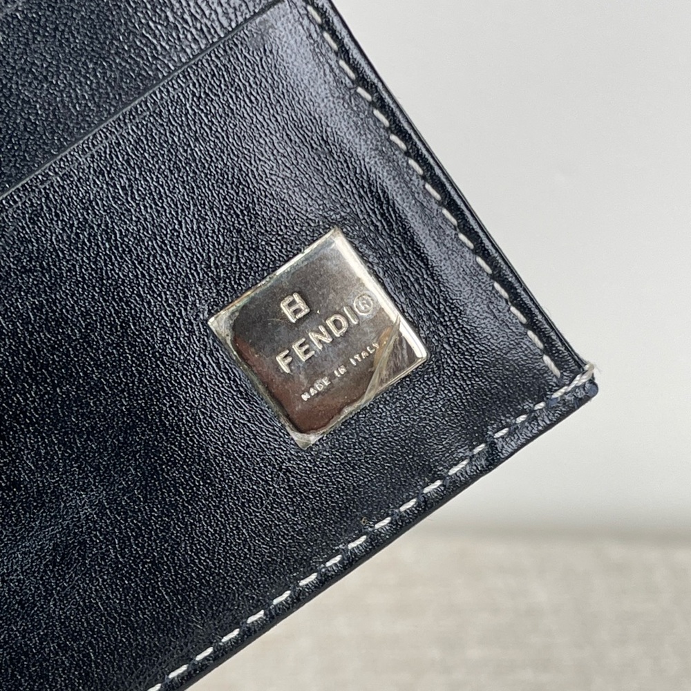 Fendi Navy and Beige Zucca Canvas Clutch with Black Leather Strap - Picture 4 of 11